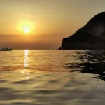 Sea Glamping zonsondergang over de adriatische  zee